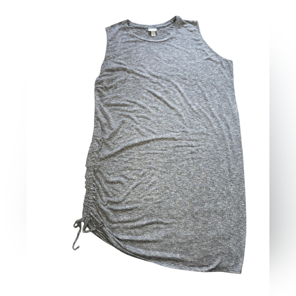 Ava & Viv Plus Heather Gray  Side Drawstring Tank Top Dress- 4XL - Picture 1 of 8